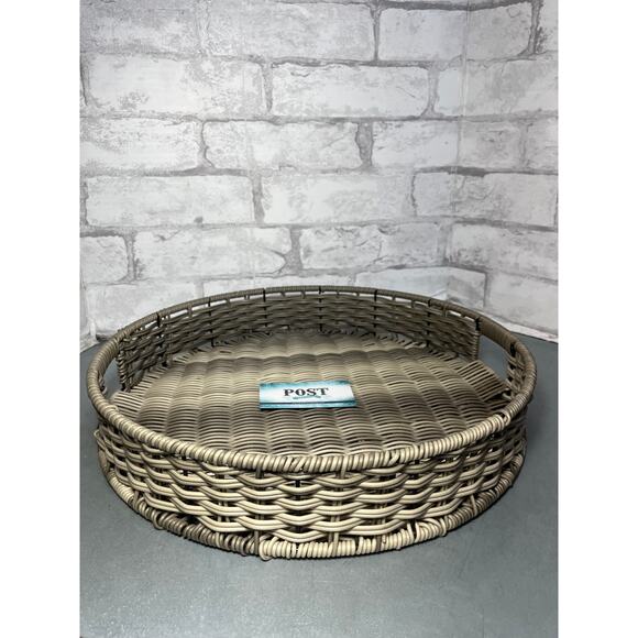 Round Rattan Gray Tray - Picture 3 of 4